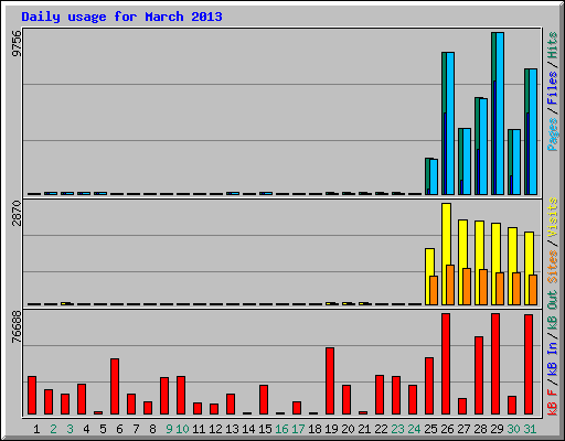 Daily usage for March 2013