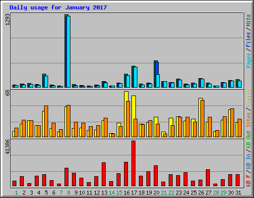 Daily usage for January 2017