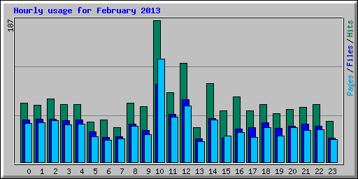Hourly usage for February 2013